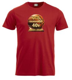 OTB 40v juhlavuoden T-paita punainen, unisex leikkauksella