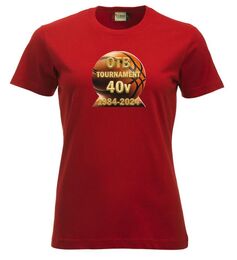 OTB 40v juhlavuoden T-paita punainen, naisten leikkauksella