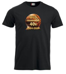 OTB 40v juhlavuoden T-paita musta, unisex leikkauksella