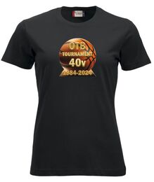 OTB 40v juhlavuoden T-paita musta, naisten leikkauksella