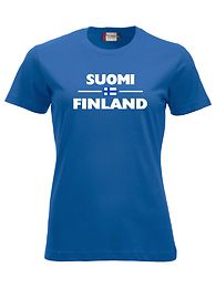 SUOMI-FINLAND "Lippu" naisten T-paita, sininen