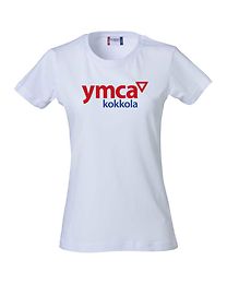 YMCA Kokkola T-paita valkoinen naisten leikkauksella