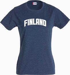 SUOMI-FINLAND "Lippu" Naisten T-paita meleerattu sininen