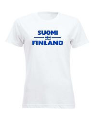 SUOMI-FINLAND "Lippu" Naisten T-paita valkoinen