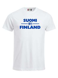 SUOMI-FINLAND "Lippu" Lasten T-paita valkoinen